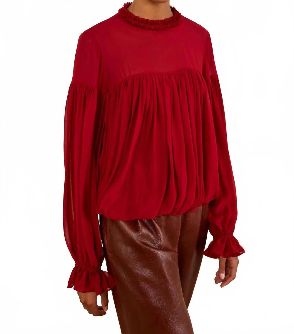 NEW ULLA JOHNSON pearl silk chiffon blouse in cerise